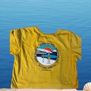 RIP CURL women’s M crop top tee, short sleeve, Gold